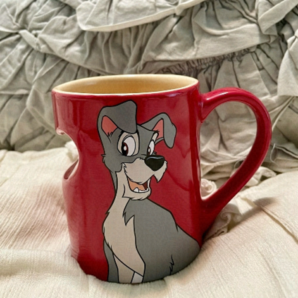 DISNEY Tramp Lady and the Tramp Red Heart Mug official Disney